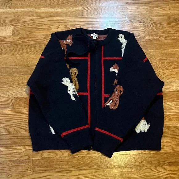 Anthropologie x Maeve Dogs Tie-Front Cardigan Sweater One Size NWOT
